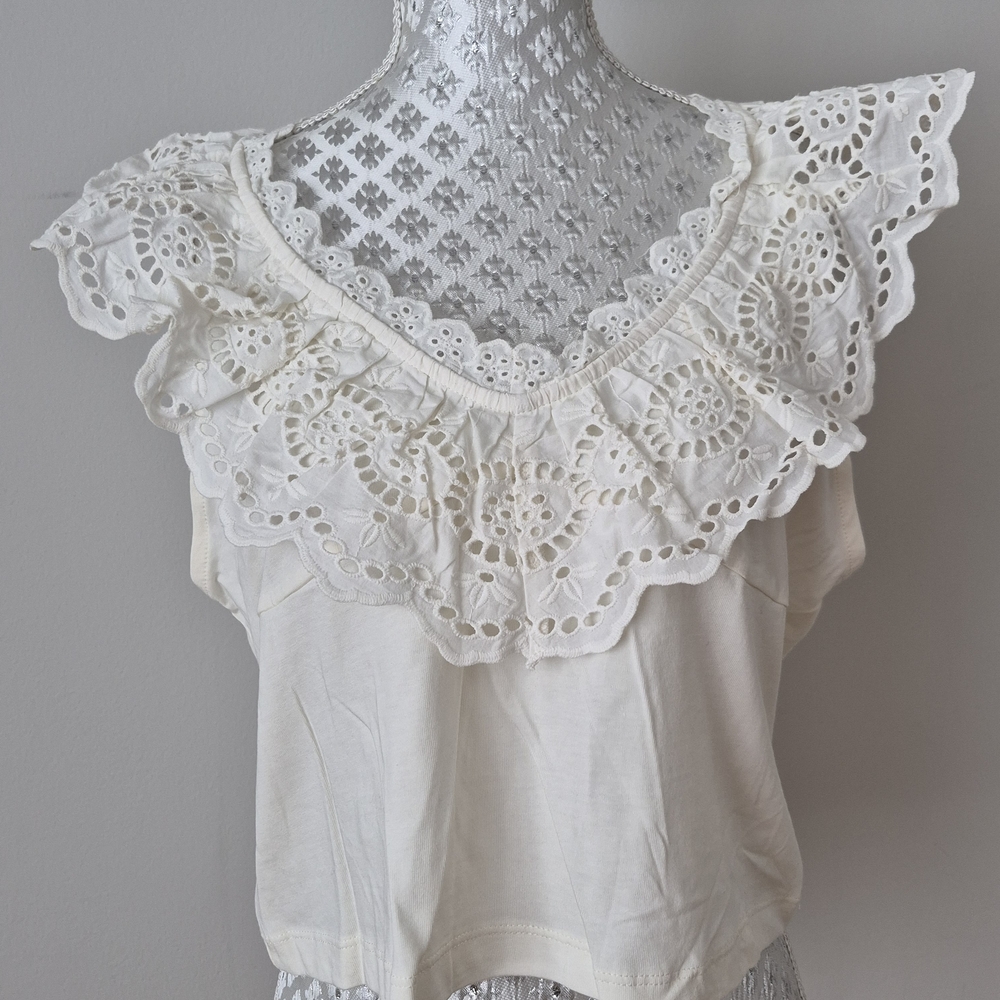 Primark Cream Eyelet Ruffle Blouse